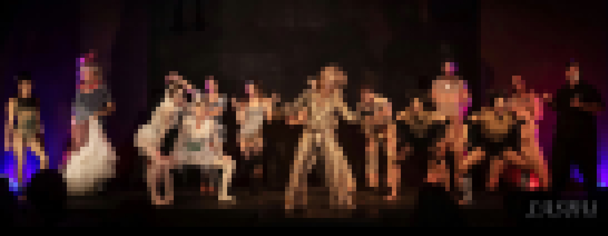 a pixelated cast photo from last year's Halloween show